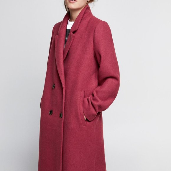 COPY - ZARA PINK MARL LONG WOOL COAT PINK MARL - Picture 8 of 15